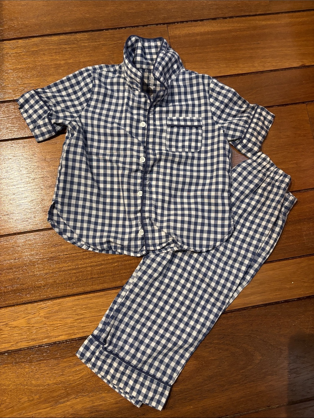 Baby Gap Kids Blue Gingham Pajama Set - Short Sleeve Button-Up 2T